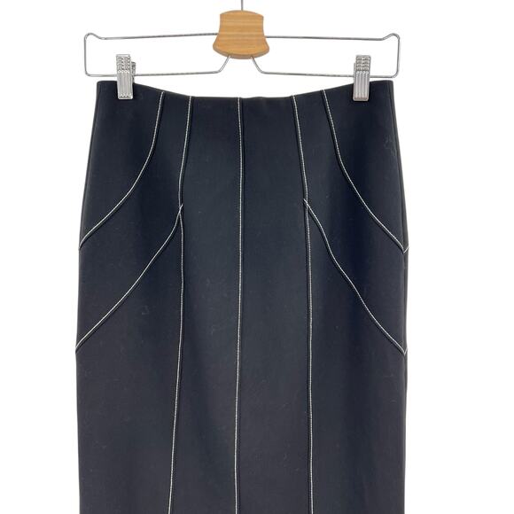 Cinq a Sept Ali Skirt Midi Length Seamed Black White Size‎ 2 - Picture 3 of 14